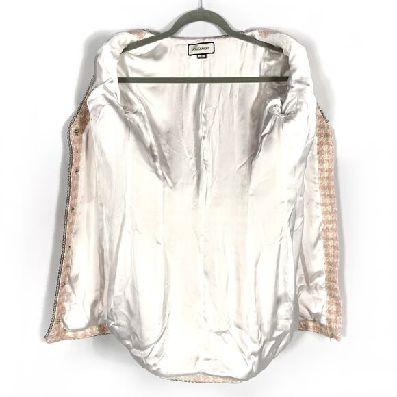 Assignment‎ Bridgette Mini Dress Pink Check Tweed Silver Trim Long Sleeve Sz S - Picture 13 of 14